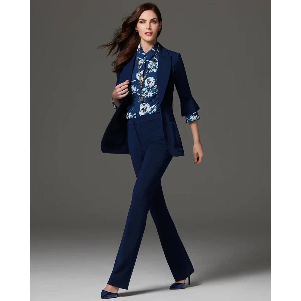 White House Black Market The Slim Essential Pants Navy Women's Size 10 H14683 - Picture 1 of 12